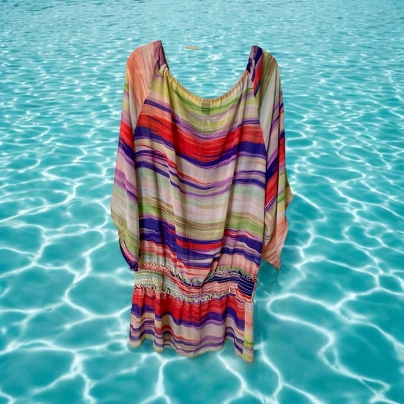 Colorful Striped W Swim Cover Up - Picture 2 of 4